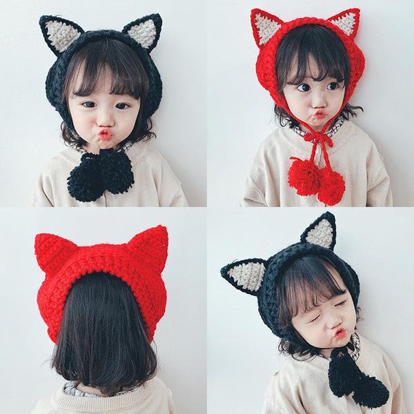 berets k72 children's hat autumn winter baby hair band wool cap child earmuffs keep warm in cute cat ear knit lace-up, Blue;gray
berets k72 children's hat autumn winter baby hair band wool cap child earmuffs keep warm in cute cat ear knit lace-up, Blue;gray
