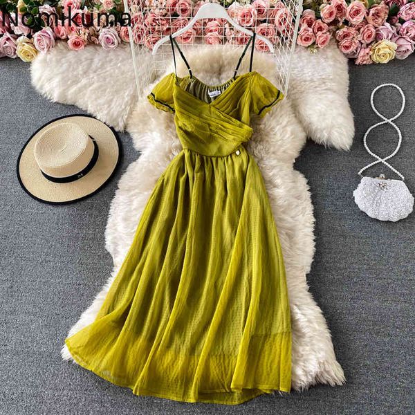 nomikuma summer elegant slash neck sling dress korean high waist short sleeve vestidos femme a-line maxi vestidos 6f372 210427, Black;gray
nomikuma summer elegant slash neck sling dress korean high waist short sleeve vestidos femme a-line maxi vestidos 6f372 210427, Black;gray