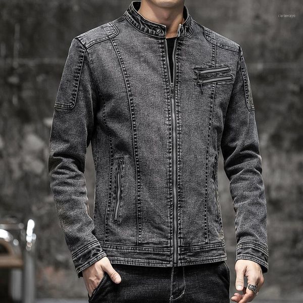men's jackets 2022 autumn cotton slim retro stand collar denim jacket, Black;brown
men's jackets 2022 autumn cotton slim retro stand collar denim jacket, Black;brown