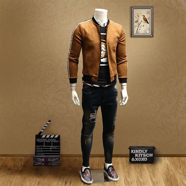 men's jackets spring youth tide models wild stripes retro slim jacket casual, Black;brown
men's jackets spring youth tide models wild stripes retro slim jacket casual, Black;brown