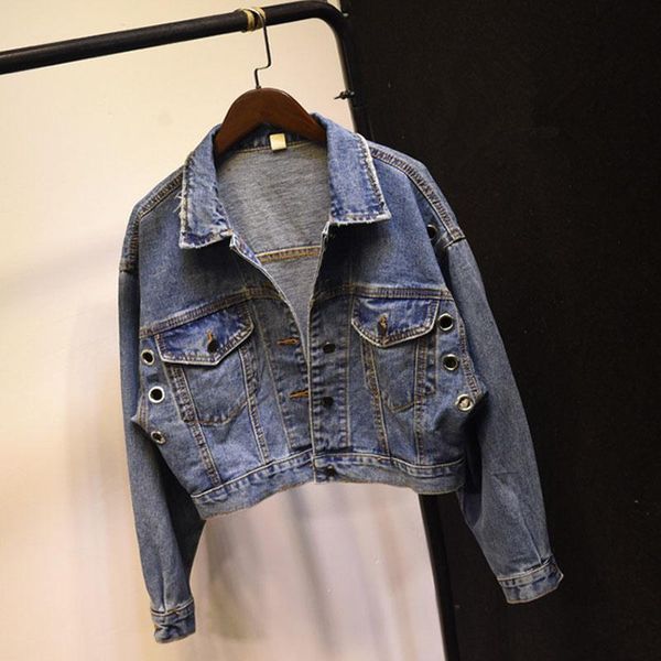 women's jackets autumn female batwing sleeves denim jacket washed blue rivet jean harajuku bomber jeans coat short vintage chaqueta muj, Black;brown 
women's jackets autumn female batwing sleeves denim jacket washed blue rivet jean harajuku bomber jeans coat short vintage chaqueta muj, Black;brown
