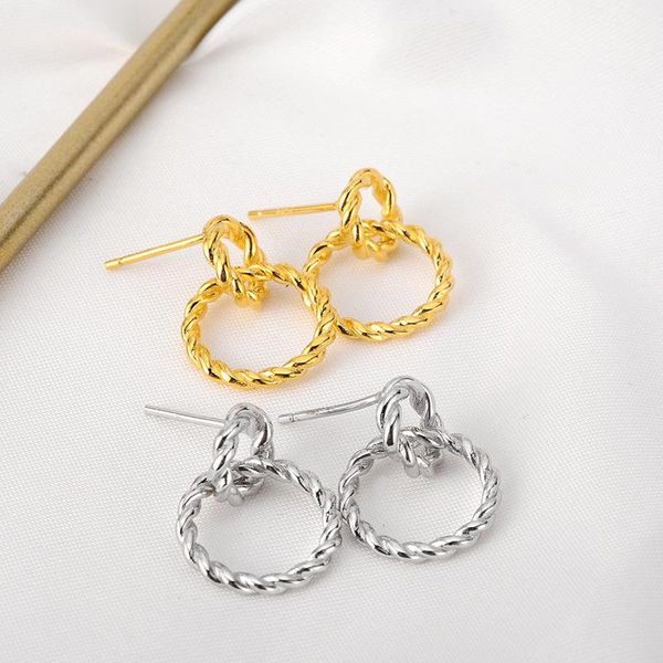 stud real 925 sterling silver hollow twisted interlocking circle earrings for women, Golden;silver
stud real 925 sterling silver hollow twisted interlocking circle earrings for women, Golden;silver