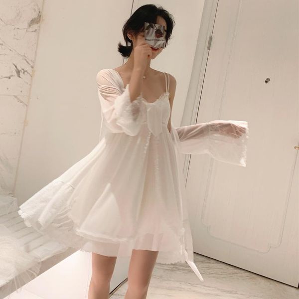 women's sleepwear lounge two pieces robe & gown sets white lace female mini nightdress bathrobe set with chest pads, Black;red
women's sleepwear lounge two pieces robe & gown sets white lace female mini nightdress bathrobe set with chest pads, Black;red