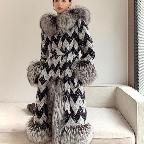 women's fur & faux trendy luxury women long real jacket double faced woolen oversized hooded coats dt035, Black
women's fur & faux trendy luxury women long real jacket double faced woolen oversized hooded coats dt035, Black