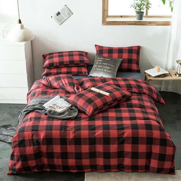 bedding sets 100%cotton soft duvet cover bed sheet set red black gingham plaid geometric pattern twin king size for teens
bedding sets 100%cotton soft duvet cover bed sheet set red black gingham plaid geometric pattern twin king size for teens