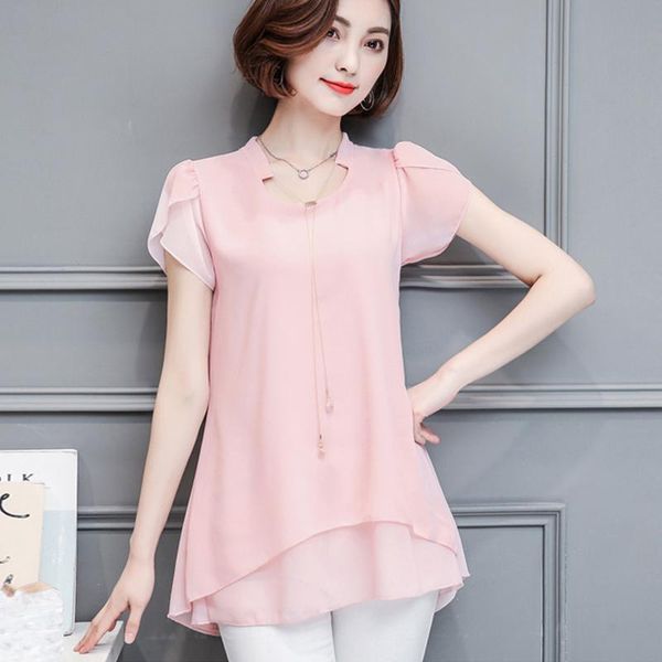 women's blouses & shirts 2021 summer blouse shirt for women fashion short sleeve elegant ladies loose office female plus size blusas, White
women's blouses & shirts 2021 summer blouse shirt for women fashion short sleeve elegant ladies loose office female plus size blusas, White