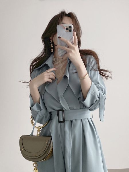 coats korean style vintage women's long thin trench coat with belt loose turn-down collar ruffle trim casual office lady windbreaker lx, Tan;black
coats korean style vintage women's long thin trench coat with belt loose turn-down collar ruffle trim casual office lady windbreaker lx, Tan;black