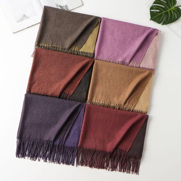 scarves pure color ladies double-sided cashmere scarf autumn and winter korean version versatile tassel shawl thickened warm collar, Blue;gray
scarves pure color ladies double-sided cashmere scarf autumn and winter korean version versatile tassel shawl thickened warm collar, Blue;gray