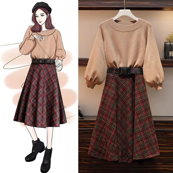 two piece dress l-4xl plus size set women 2 skirt 2021 fall winter outfits korean a-line + sweater, White
two piece dress l-4xl plus size set women 2 skirt 2021 fall winter outfits korean a-line + sweater, White