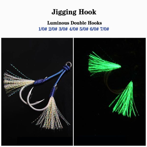 2x luminous feather double assist twin hooks micro jig casting jigging fishing hook bass fish 1/0 2/0 3/0 4/0 5/0 7/0
2x luminous feather double assist twin hooks micro jig casting jigging fishing hook bass fish 1/0 2/0 3/0 4/0 5/0 7/0
