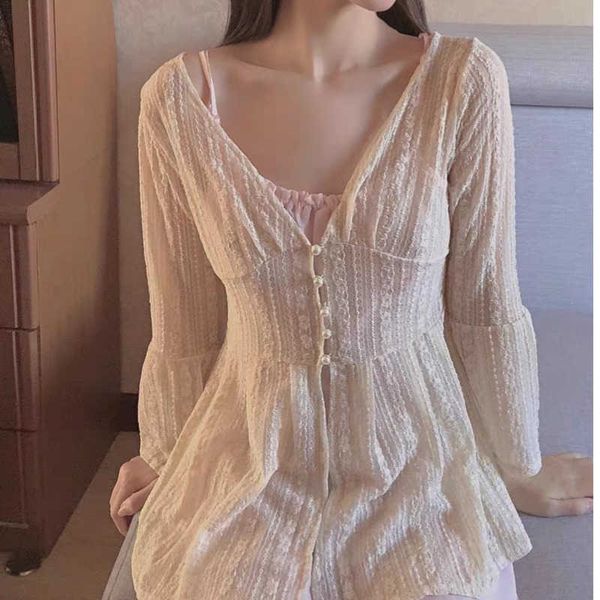 womengaga flared sleeve v neck pearl button summer thinfull mesh lace transparent shirt blouse cardigan korean 9c9d 210603, White
womengaga flared sleeve v neck pearl button summer thinfull mesh lace transparent shirt blouse cardigan korean 9c9d 210603, White