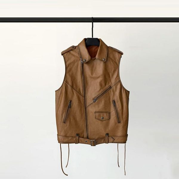 women's leather & faux 2021 autumn vest, female sheep skin sleeveless coat, oil wax locomotive leisure waistcoat, Black
women's leather & faux 2021 autumn vest, female sheep skin sleeveless coat, oil wax locomotive leisure waistcoat, Black