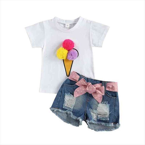 1-6y toddler kids baby girl short sleeve ice cream ball t-shirt denim shorts jeans 2pcs summer clothes set, White
1-6y toddler kids baby girl short sleeve ice cream ball t-shirt denim shorts jeans 2pcs summer clothes set, White