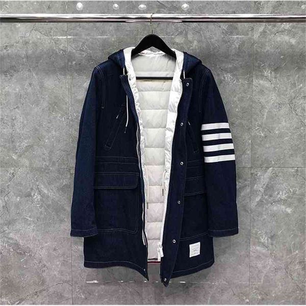 downs fashion tb thom brand coats men patchwork long denim striped thick casual hooded winter clothing down jacket, Black
downs fashion tb thom brand coats men patchwork long denim striped thick casual hooded winter clothing down jacket, Black