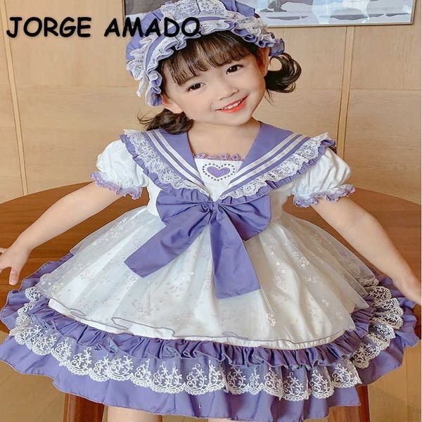 lolita style summer kids girls dress purple lace bow navy collar with headwear princess dresses children clothes e2276 210610, Red;yellow
lolita style summer kids girls dress purple lace bow navy collar with headwear princess dresses children clothes e2276 210610, Red;yellow