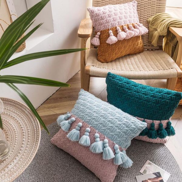 cushion/decorative pillow knitted stitching color cushion cover solid pink green blue nordic style pillowcase big tassel sofa bed room home
cushion/decorative pillow knitted stitching color cushion cover solid pink green blue nordic style pillowcase big tassel sofa bed room home
