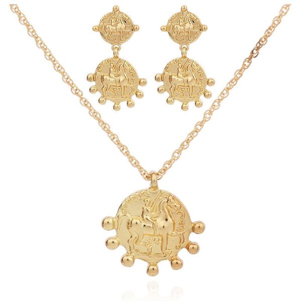 earrings & necklace fashion bohemian jewelry two-piece ins style wild set, Silver