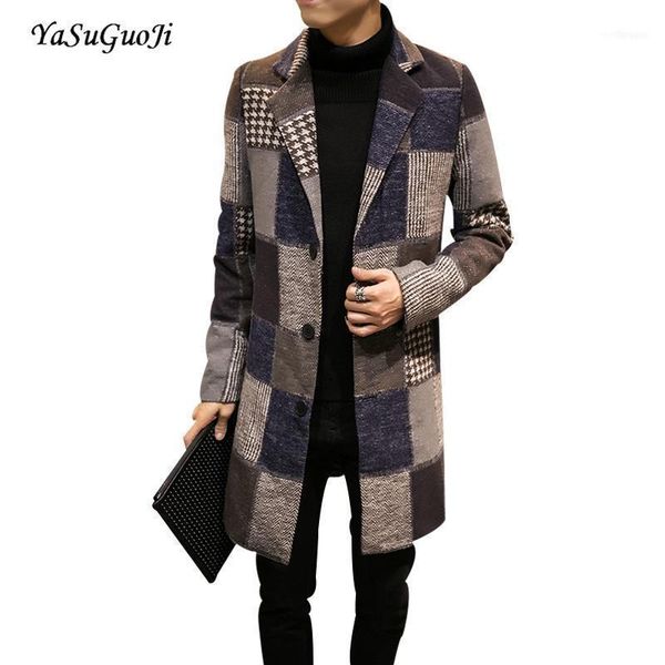 men's wool & blends 2021 winter fashion single breasted contrast color plaid slim fit long coat men plus size patchwork mens overcoat n, Black
men's wool & blends 2021 winter fashion single breasted contrast color plaid slim fit long coat men plus size patchwork mens overcoat n, Black