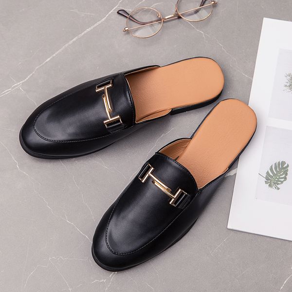 man new brand summer fashion half casual shoes male breathable backless loafer slippers hombre open back leather comfy mocassins, Black
man new brand summer fashion half casual shoes male breathable backless loafer slippers hombre open back leather comfy mocassins, Black