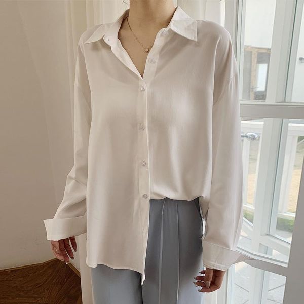 women's blouses & shirts cgc 2021 chic women cotton solid long sleeves turn down collar elegant office blouse casual loose female shirt, White
women's blouses & shirts cgc 2021 chic women cotton solid long sleeves turn down collar elegant office blouse casual loose female shirt, White