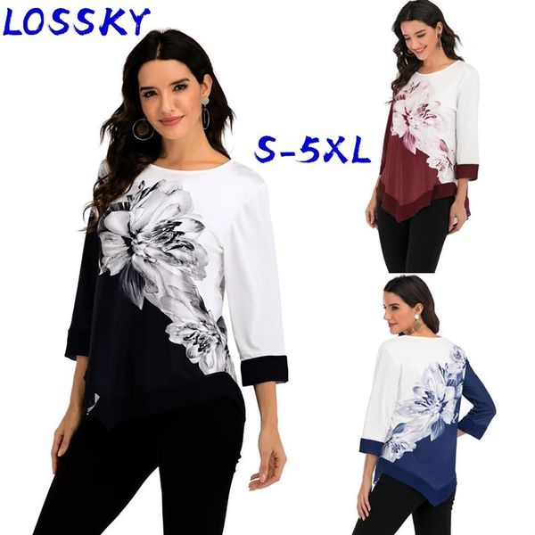 plus size flower floral print women shirt irregular hem autumn spring blouse for woman tee round neck blusas oversize 210520, White
plus size flower floral print women shirt irregular hem autumn spring blouse for woman tee round neck blusas oversize 210520, White