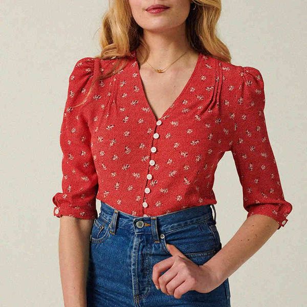 blouses floral print shirt women deep v neck buttons up puff sleeve elegant blouse chic camisas mujer chemisier femme b3lp, White
blouses floral print shirt women deep v neck buttons up puff sleeve elegant blouse chic camisas mujer chemisier femme b3lp, White