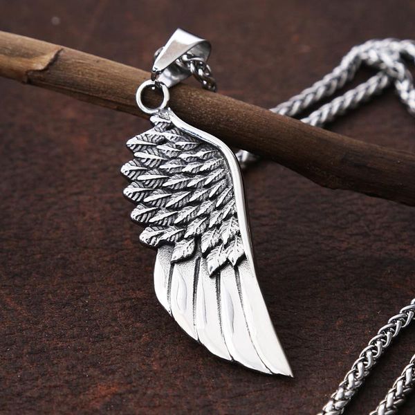 vintage fashion feather angel wing necklace for men punk stainless steel pendant men's women's jewelry necklaces, Silver
vintage fashion feather angel wing necklace for men punk stainless steel pendant men's women's jewelry necklaces, Silver