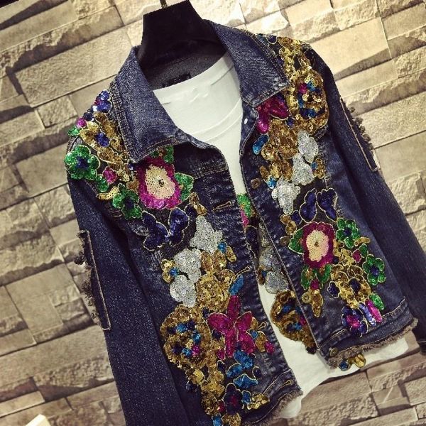 women's jackets european fashion colorful sequins hole ripped womens denim brand long sleeve slim female outerwear coats streetwear, Black;brown
women's jackets european fashion colorful sequins hole ripped womens denim brand long sleeve slim female outerwear coats streetwear, Black;brown