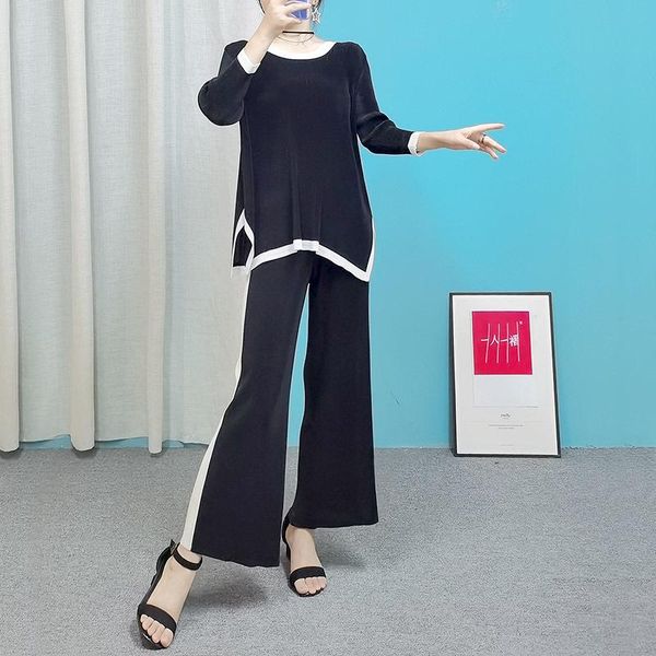 women's two piece pants changpleat 2021 autumn 3/4 sleeve suit miyak fold fashion high elasticity irregular + straight, White
women's two piece pants changpleat 2021 autumn 3/4 sleeve suit miyak fold fashion high elasticity irregular + straight, White