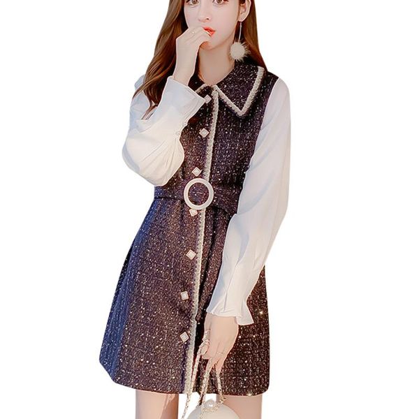 casual dresses autumn winter vintage mini dress women korean sweet long sleeve patchwork fake two piece party christmas vestidos sukienka, Black;gray
casual dresses autumn winter vintage mini dress women korean sweet long sleeve patchwork fake two piece party christmas vestidos sukienka, Black;gray