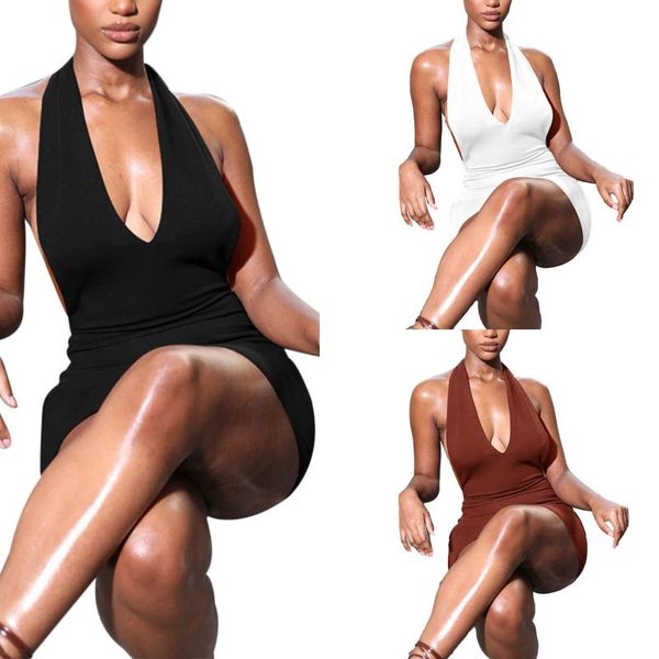 casual dresses 2021 women\u2021s summer halter bandage skinny mini dress fashion solid color v-neck backless short for party, Black;gray
casual dresses 2021 women\u2021s summer halter bandage skinny mini dress fashion solid color v-neck backless short for party, Black;gray