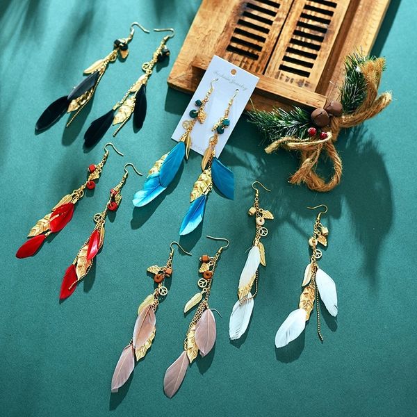 women's gold leaf long chain tassel dangle earrings bohemia summer feather drop earrings jhumka earrings, Silver
women's gold leaf long chain tassel dangle earrings bohemia summer feather drop earrings jhumka earrings, Silver