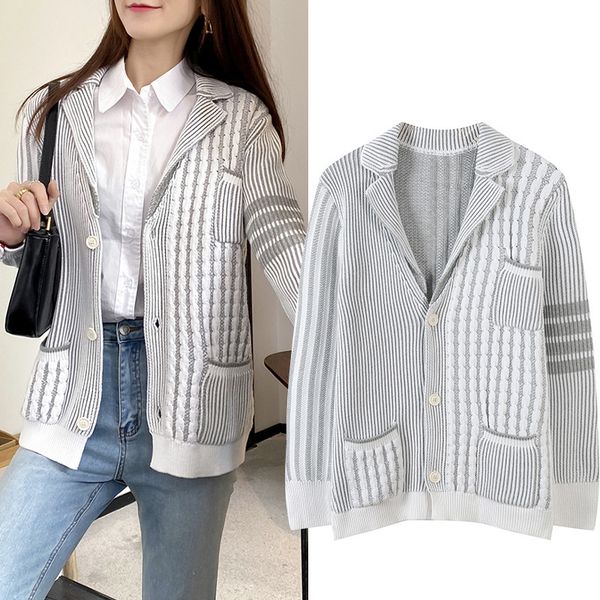 women's knits & tees autumn and winter fashion brand british contrast striped color cardigan jacket women's clothes mly1, White
women's knits & tees autumn and winter fashion brand british contrast striped color cardigan jacket women's clothes mly1, White