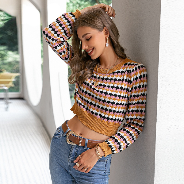 Simplee Ethnic Stripes O-neck Women's Sweaters Autumn Girlish Geometric Pattern Short Pullover Female Skinny Office Lady Jumper, White;black
Simplee Ethnic Stripes O-neck Women's Sweaters Autumn Girlish Geometric Pattern Short Pullover Female Skinny Office Lady Jumper, White;black