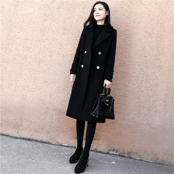 women's wool & blends 2021 autumn winter fashion thick warm jackets female long coat turn-down collar solid color overcoat l1009, Black
women's wool & blends 2021 autumn winter fashion thick warm jackets female long coat turn-down collar solid color overcoat l1009, Black