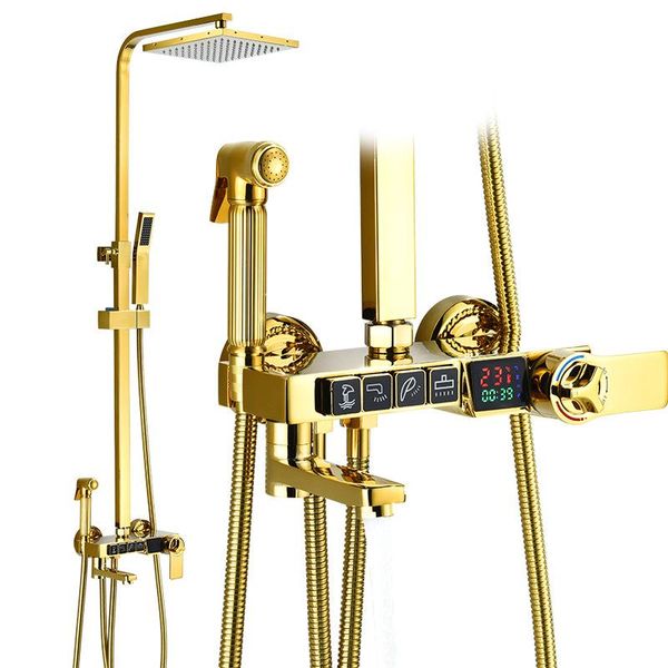 gold wall mounted thermostatic shower faucet set bathtub rainfall taps bath mixers bathroom sets
gold wall mounted thermostatic shower faucet set bathtub rainfall taps bath mixers bathroom sets