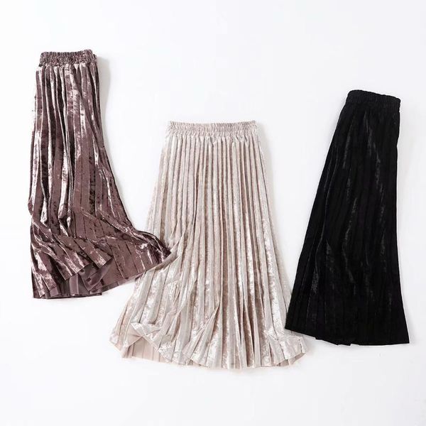 skirts asds women chic pure color pleated midi skirt velvet elastic waist design solid female vintage casual mid calf 56459, Black
skirts asds women chic pure color pleated midi skirt velvet elastic waist design solid female vintage casual mid calf 56459, Black