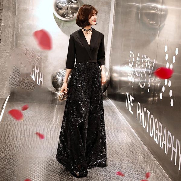 party dresses 2021 half sleeve evening elegant long formal prom gown sequined black special occasion dress lyfy120, White;black
party dresses 2021 half sleeve evening elegant long formal prom gown sequined black special occasion dress lyfy120, White;black