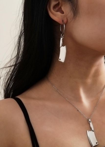 earrings & necklace women's funny cool metal mini kitchen chopper jewellery set trendy knife creative cook necklaces, Silver
earrings & necklace women's funny cool metal mini kitchen chopper jewellery set trendy knife creative cook necklaces, Silver