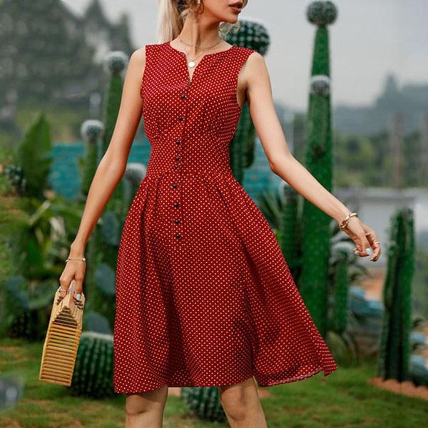 casual dresses polka dot print women summer dress single breasted v neck sleeveless elegant party vintage retro midi sundress plus size beac, Black;gray
casual dresses polka dot print women summer dress single breasted v neck sleeveless elegant party vintage retro midi sundress plus size beac, Black;gray