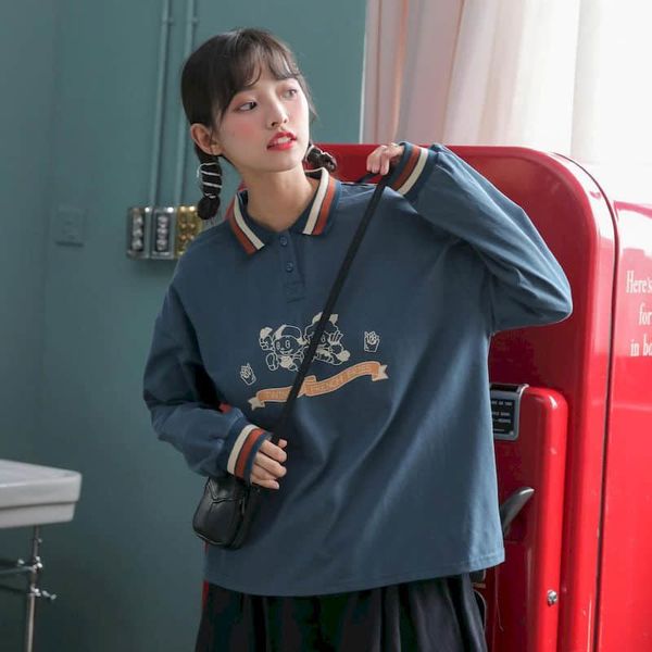 women's t-shirt kawaii women's long sleeved polo shirt, hong kong retro style t-shirt, spring and summer 2021 clothing, White
women's t-shirt kawaii women's long sleeved polo shirt, hong kong retro style t-shirt, spring and summer 2021 clothing, White