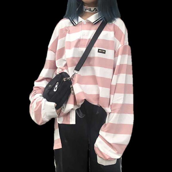 women's t-shirt 2021 spring ulzzang harajuku bf shirt oversized tee-shirt retro striped loose long sleeve, White
women's t-shirt 2021 spring ulzzang harajuku bf shirt oversized tee-shirt retro striped loose long sleeve, White