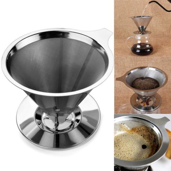 coffee filters reusable filter 304 stainless steel cone baskets mesh strainer pour over dripper with stand holder
coffee filters reusable filter 304 stainless steel cone baskets mesh strainer pour over dripper with stand holder