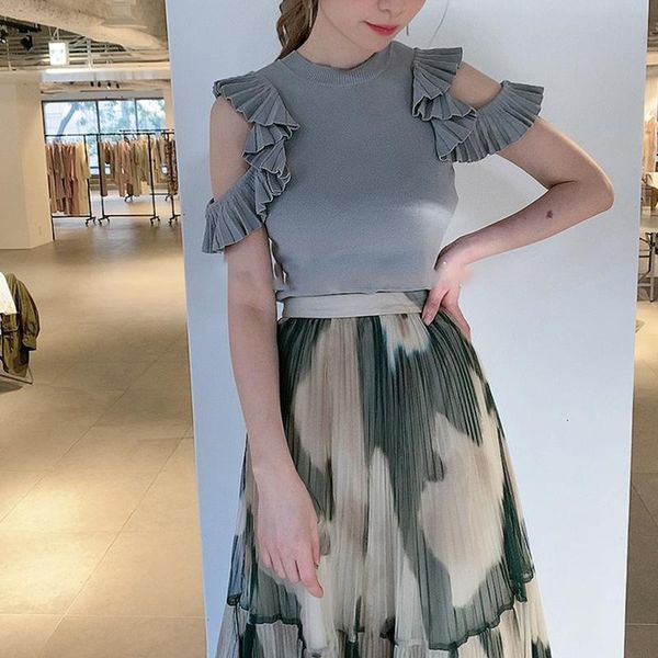 women's sweaters japanese sweet shirts knitting solid off shoulder ruffles folds blouses 2021 spring autumn temperament women, White;black
women's sweaters japanese sweet shirts knitting solid off shoulder ruffles folds blouses 2021 spring autumn temperament women, White;black