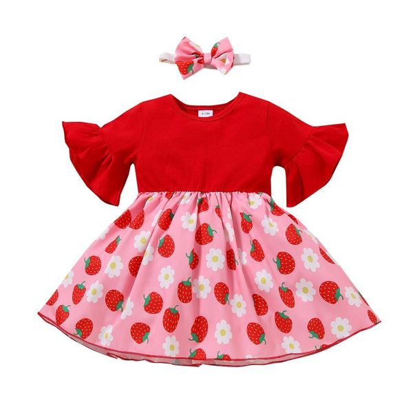 girl's dresses 2 pcs infant summer outfits, baby girl fruit print flare sleeve round neck dress + bowknot headband, Red;yellow
girl's dresses 2 pcs infant summer outfits, baby girl fruit print flare sleeve round neck dress + bowknot headband, Red;yellow