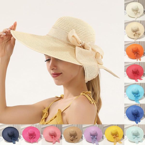 wide brim hats 1pc bowknot sun hat solid big straw shade protection foldable beach cap summer sunscreen travel seaside, Blue;gray
wide brim hats 1pc bowknot sun hat solid big straw shade protection foldable beach cap summer sunscreen travel seaside, Blue;gray