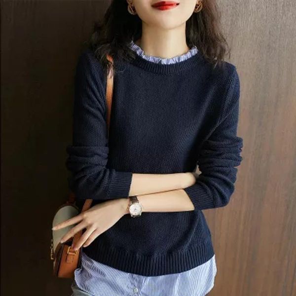 women's sweaters sweater of autumn winter fund female false two temperamental 100 match join together loose lotus leaf gets inside buil, White;black
women's sweaters sweater of autumn winter fund female false two temperamental 100 match join together loose lotus leaf gets inside buil, White;black