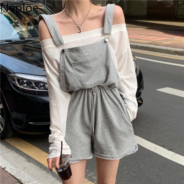 neploe two piece sets women off shoulder long sleeve t shirts lace-up slim waist short jumpsuit korean chic suit 2 piece set 210422, White
neploe two piece sets women off shoulder long sleeve t shirts lace-up slim waist short jumpsuit korean chic suit 2 piece set 210422, White