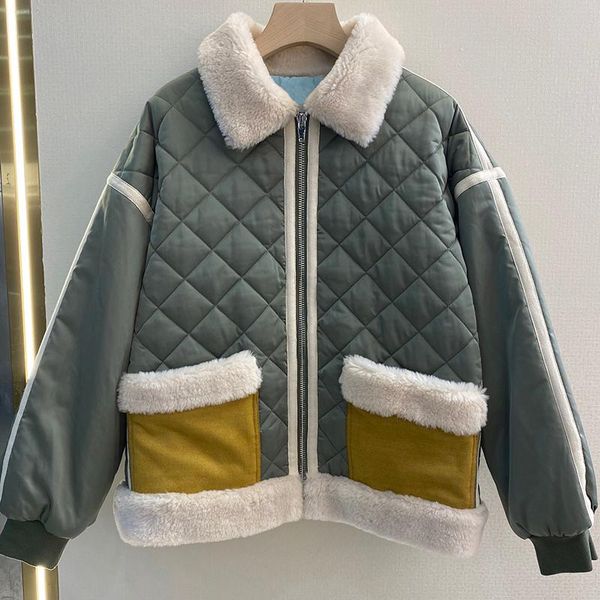 women's jackets 2021 autumn winter fashion patchwork quilted jacket women argyle contrast cotton liner flannel collar zipper co, Black;brown
women's jackets 2021 autumn winter fashion patchwork quilted jacket women argyle contrast cotton liner flannel collar zipper co, Black;brown