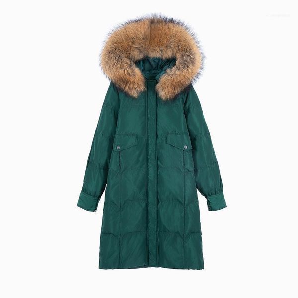 women's down & parkas winter women coats jacket raccoon fur hoody lady x-long warm overcoats female clothing vf91101, Black
women's down & parkas winter women coats jacket raccoon fur hoody lady x-long warm overcoats female clothing vf91101, Black